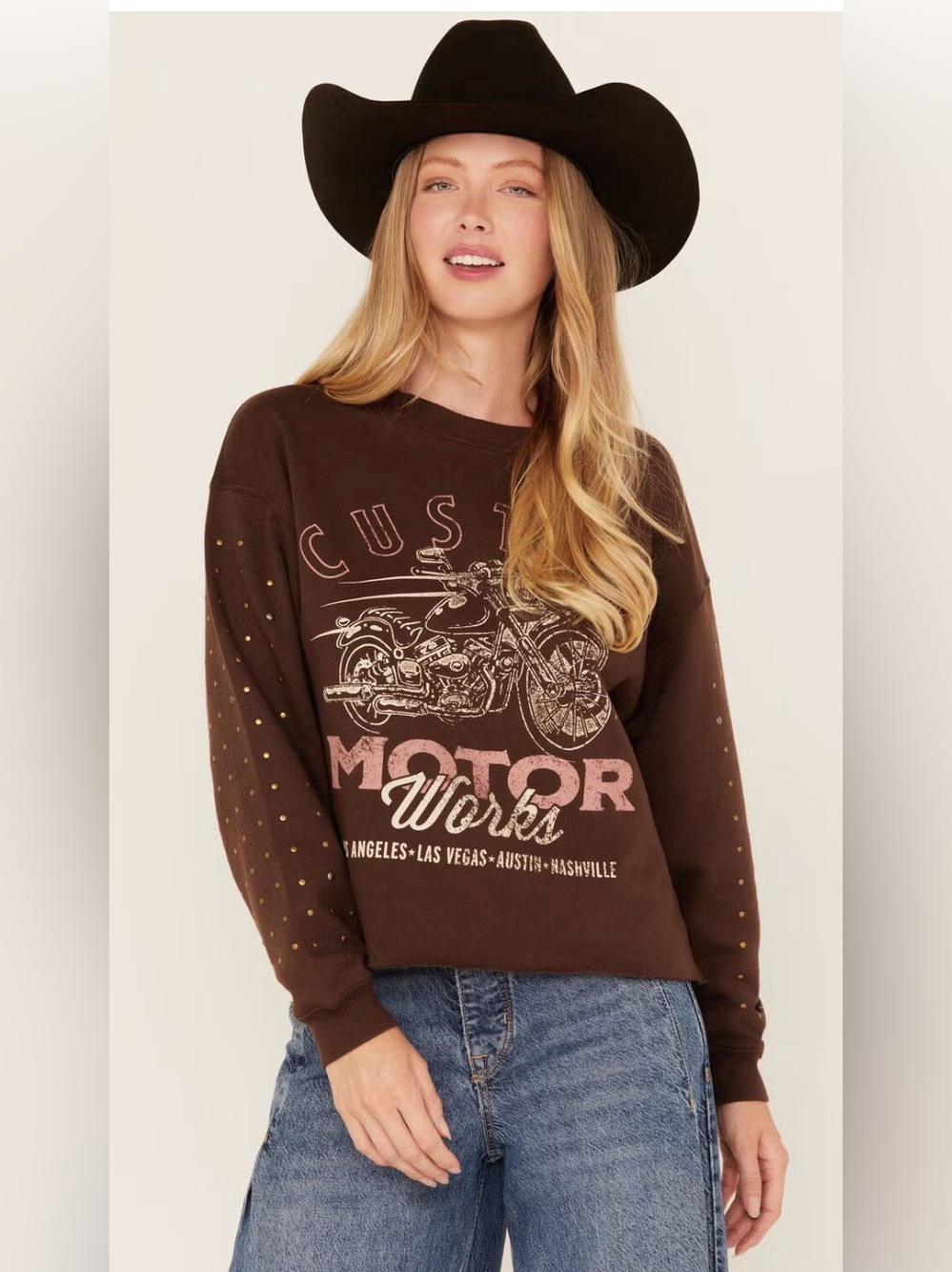 Cleo + Works - Graphic Sweatshirt Studded - Size Medium - Like New